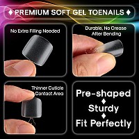 Inenk Upgrade Long Matter Gel X Toe Nail Tips Kit Fake Toenails Full Cover Diy Home Manicure Whit Glue Full Cover False Toenai