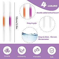 Heemeei 4Pcs Glass Cuticle Pusher Dualended Manicure Stick Crystal Cuticle Pusher Glass File Professional Precision Filing C