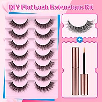 Wiwoseo Natural Wispy Fluffy Lashes With Glue Cat Eyes Mink Lashes Clear Band Eyelashes With Glue Kit Russian Strip Lashes Natur