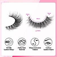 Wiwoseo Natural Wispy Fluffy Lashes With Glue Cat Eyes Mink Lashes Clear Band Eyelashes With Glue Kit Russian Strip Lashes Natur