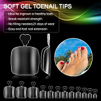 Inenk Upgrade Long Clear Gel X Toe Nail Tips Kit Fake Toenails Full Cover Diy Home Manicure Whit Glue Full Cover False Toenail