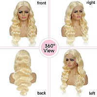 Loyom 613 28 Inch Lace Front Wig Human Hair 13X6 Transparent Lace 12A 180 Density Blonde Lace Front Wigs Human Hair Body Wave L