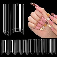 Lionvison 500Pcs No C Curve Nail Tips Long Square Nail Tips 10 Sizes Half Cover Artificial Nails Straight Square French Clear F