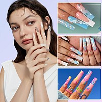 Lionvison 500Pcs No C Curve Nail Tips Long Square Nail Tips 10 Sizes Half Cover Artificial Nails Straight Square French Clear F