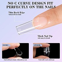 Lionvison 500Pcs No C Curve Nail Tips Long Square Nail Tips 10 Sizes Half Cover Artificial Nails Straight Square French Clear F