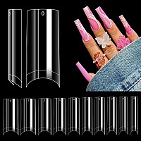 Lionvison Tapered Square No C Curve Nail Tips Half Cover Square Shape Clear Nail Tips For Acrylic Nails Long French Fake Nail T