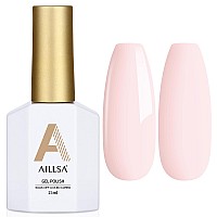 Aillsa White Pink Gel Nail Polish Nude Barely Pink Gel Polish Neutral Light Beige Gel Polish Off White Natural Color Nails Winte