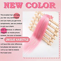 Pink Pre Stretched Braiding Hair Glitter 30 Inch Kanekalon Box Braid Hair Extensions Shinny 3 Packs Yaki Texture Pre Feathered F