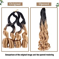 Cookoo 9 Packs Ombre Blonde French Curly Braiding Hair 22 Inch Loose Wavy Spanish Curly Braids Hair With Curly Ends Bouncy Braid