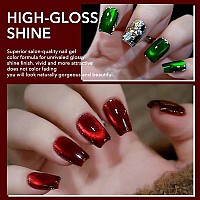 Nailkiss 2Pcs Dark Reddark Green Cat Eye Magnetic Gel Polish Set With Strong Magnetic Stick