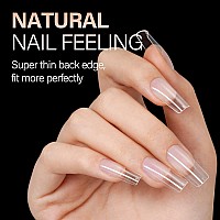 Aillsa Medium Square Nails Tips 504Pcs Clear Soft Gel Nail Tips False Full Cover Nail Tips For Diy Home Salon Gift Preshaped G