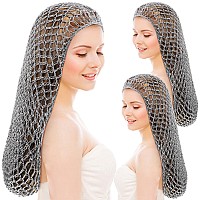 Waydress 3 Pcs Mesh Crochet Hair Net Rayon Knit Snood Hat Cover 20 Inch Crocheted Sleeping Cap For Women Long Hair Curly Hairgr