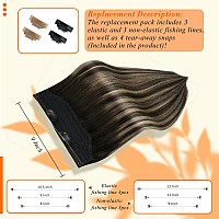 Fshine Hair Extensions Human Hair 20 Inch Wire Hair Extensions One Piece Clip Ins Extensions Removable 80 Grams For Long Hair Du