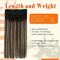 Fshine Hair Extensions Human Hair 20 Inch Wire Hair Extensions One Piece Clip Ins Extensions Removable 80 Grams For Long Hair Du