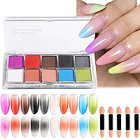 Neon Pigment Glitter Powder Set For Nails Gradient Design 10 Colors Fluorescent Pigment Powder Fine Glitter Violet Pink Solid