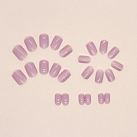 24 Pcs Press On Nails Sunjasmine Fake Nails With Designs Acrylic Nails False Nails With Nail Glue For Women Short Purple Glit