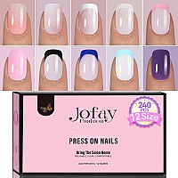 Soft Gel Nail Tips Kit Jofay Fashion Short Press On Nails Set French Tip Nail Kit Acrylic Set Gel Nail Tips With Design Square