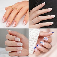 Soft Gel Nail Tips Kit Jofay Fashion Short Press On Nails Set French Tip Nail Kit Acrylic Set Gel Nail Tips With Design Square