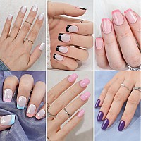 Soft Gel Nail Tips Kit Jofay Fashion Short Press On Nails Set French Tip Nail Kit Acrylic Set Gel Nail Tips With Design Square