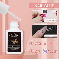 Soft Gel Nail Tips Kit Jofay Fashion Short Press On Nails Set French Tip Nail Kit Acrylic Set Gel Nail Tips With Design Square