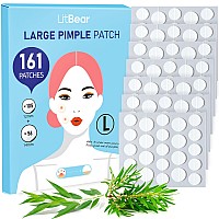 Litbear Pimple Patch Extra Large Size 161 Count Strong Adsorption Zit Patches With Salicylic Acid Tea Tree Oil Hydrocollo