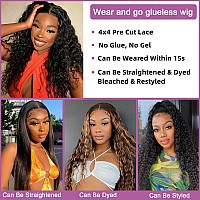 28Inch Glueless Wigs Human Hair Pre Cut For Beginners 180 Density No Glue 4X4 Closure Wigs Human Hair Brazilian Virgin Deep Wav