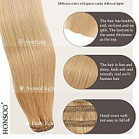 Honsoo Clip In Hair Extensions Real Human Hair 18In Long Straight Soft Honey Blonde 70G 7Pcs Natural Extensions Like Your Own Ha