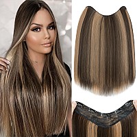 Snoilite One Piece Clip In Hair Extensions Balayage 18 Inch Ushaped One Piece Weft Hair Extensions With 5 Clips Synthetic 34