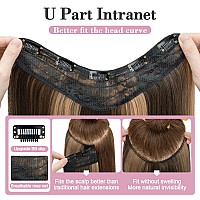 Snoilite One Piece Clip In Hair Extensions Balayage 18 Inch Ushaped One Piece Weft Hair Extensions With 5 Clips Synthetic 34