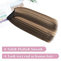 Snoilite One Piece Clip In Hair Extensions Balayage 18 Inch Ushaped One Piece Weft Hair Extensions With 5 Clips Synthetic 34