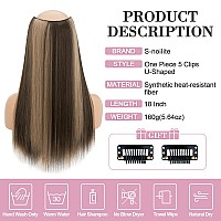 Snoilite One Piece Clip In Hair Extensions Balayage 18 Inch Ushaped One Piece Weft Hair Extensions With 5 Clips Synthetic 34