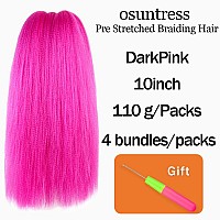 Osuntress Braiding Hair Pre Stretched 10 Inch 4 Bundle Short Hair Extensions For Braids Synthetic Braiding Hair Prestretched