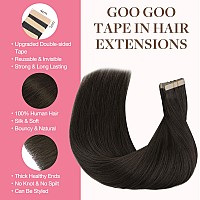 Goo Goo Tape In Hair Extensions Human Hair 1C Mocha Brown 18Inch 50G 20Pcs Thick Ends Straight Seamless Tape In Invisible Ta