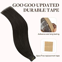 Goo Goo Tape In Hair Extensions Human Hair 1C Mocha Brown 18Inch 50G 20Pcs Thick Ends Straight Seamless Tape In Invisible Ta