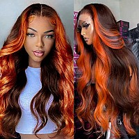 200 Density 13X6 Ginger Lace Front Wigs Human Hair Pre Plucked For Women Ombre 13X6 Hd Transparent Ginger Orange Lace Front Wig