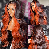 200 Density 13X6 Ginger Lace Front Wigs Human Hair Pre Plucked For Women Ombre 13X6 Hd Transparent Ginger Orange Lace Front Wig