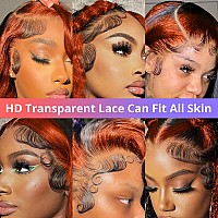 200 Density 13X6 Ginger Lace Front Wigs Human Hair Pre Plucked For Women Ombre 13X6 Hd Transparent Ginger Orange Lace Front Wig