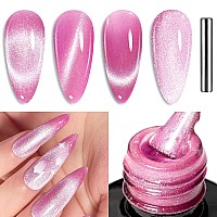 Beetles Cat Eye Gel Polish 15Ml Pink Cat Eye Gel Nail Polish With Magnet Pink Velvet Gel Nail Polish Silver Shimmer Soak Off Uv