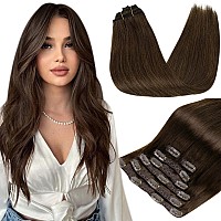 Runature Brown Clip In Hair Extensions Human Hair 12 Inch Brown Clip In Human Hair Extensions Chocolate Brown Hair Extensions Cl