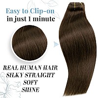 Runature Brown Clip In Hair Extensions Human Hair 12 Inch Brown Clip In Human Hair Extensions Chocolate Brown Hair Extensions Cl