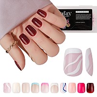 Jofay Fashion Short Press On Nails 240Pcs Ombre Solid Short Square Fake Nails Acrylic Nail Kit French Tip Press On Nails Glu