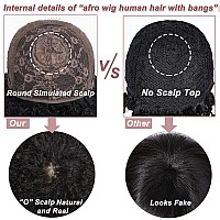 Hlsk Afro Kinky Curly Wig With Bangs Human Hair For Black Women14 Inch 200 Density Brazilian Virgin Short Curly Hair Wigs Fu