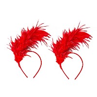 Junbestn Feathers Headpiece Masquerade Fascinator Headband For Women Teen Girls Halloween Christmas Tea Party 20S 50S 80S Headwe