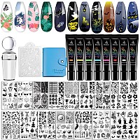 Biutee Nail Stamp Plates Set 15 Pcs Nail Plates 8 Pcs Stamp Gel 1 Pcs Nail Stamper Scraper Set Storage Bag Gift Box Nail Stamp T