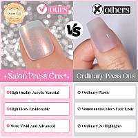 12 Packs288 Pcs Press On Nails Short Square Acrylic False Nails Almond Fake Nails Coffin Medium Fit Perfectly Glue On Nails