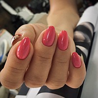 Coral Press On Nails Short Oval Kqueenest Thick Acrylic Nails Press Ons Short Almond Nails Glue On Natural Round Fake Nails One