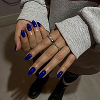 Royal Blue Press On Nails Short Ovalkqueenest Acrylic Nails Press Onsopaque Short Almond Nails Glue Onnatural Round Fake Nail