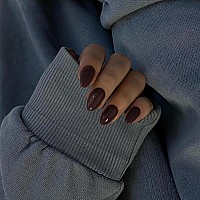 Kqueenest Fall Nails Brown Press On Nails Short Oval Quick Acrylic Nails Press Ons Natural Round Fake Nails Short Almond Nai