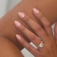 Kqueenest Pastel Peach Pink Press On Nails Short Oval Natural Round Fake Nails Thick Acrylic Nails Press Ons Short Almond Nails