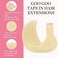 Goo Goo Tape In Hair Extensions Human Hair 22F Light Golden Blonde 14Inch 50G 20Pcs Thick Ends Straight Seamless Tape In Inv